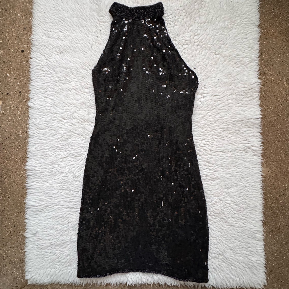 Vintage Sténay Black Sequin Dress